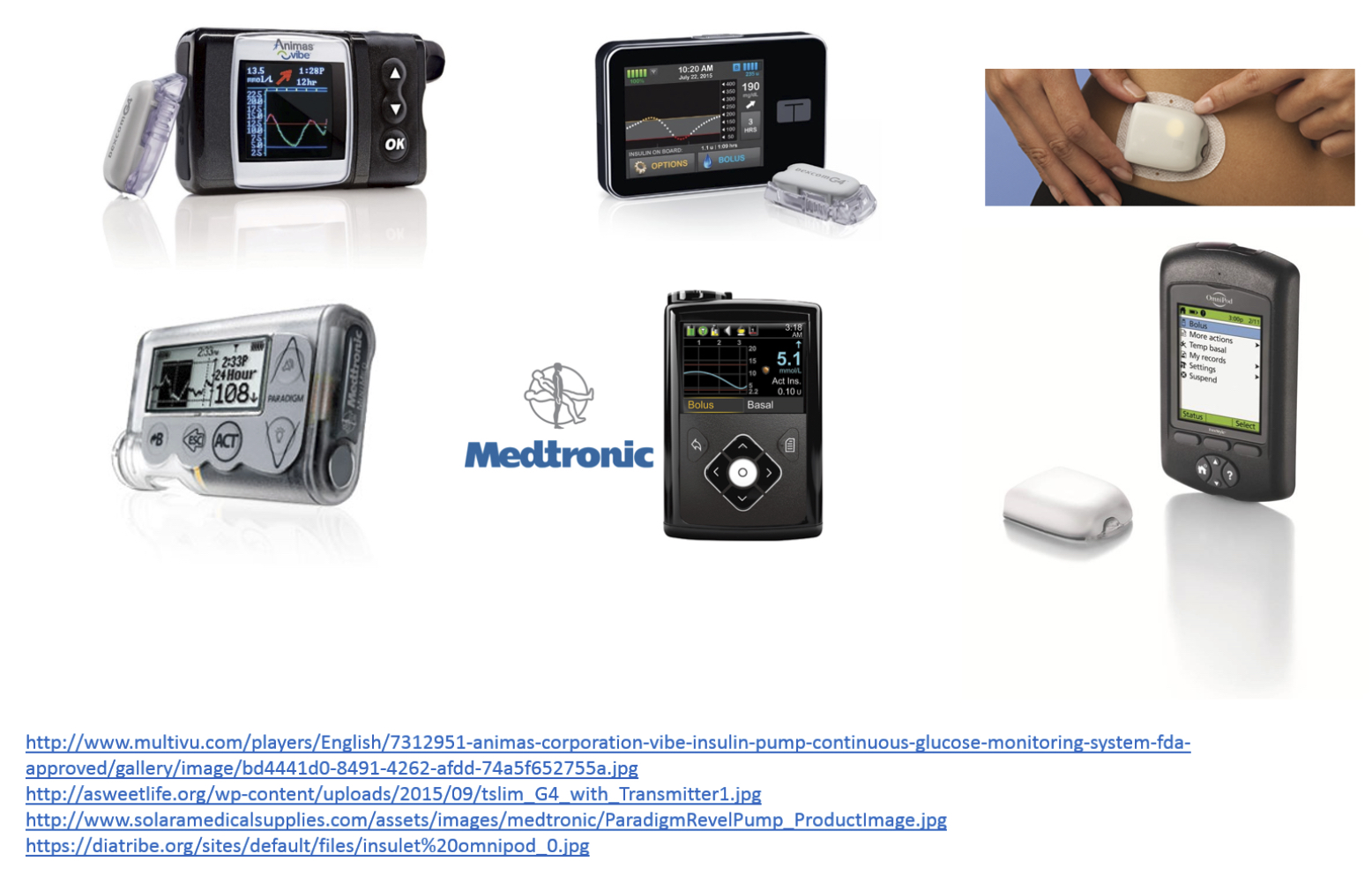 Figure 8: Examples of modern-day insulin pumps.